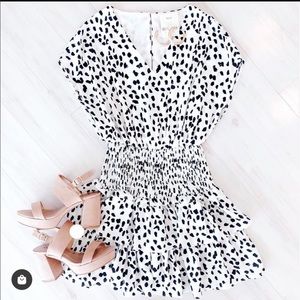 White/ black polka dot dress